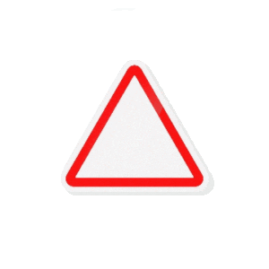 Hazard-perception Verkeersbord met uitroepteken gevarenbord gif animatie