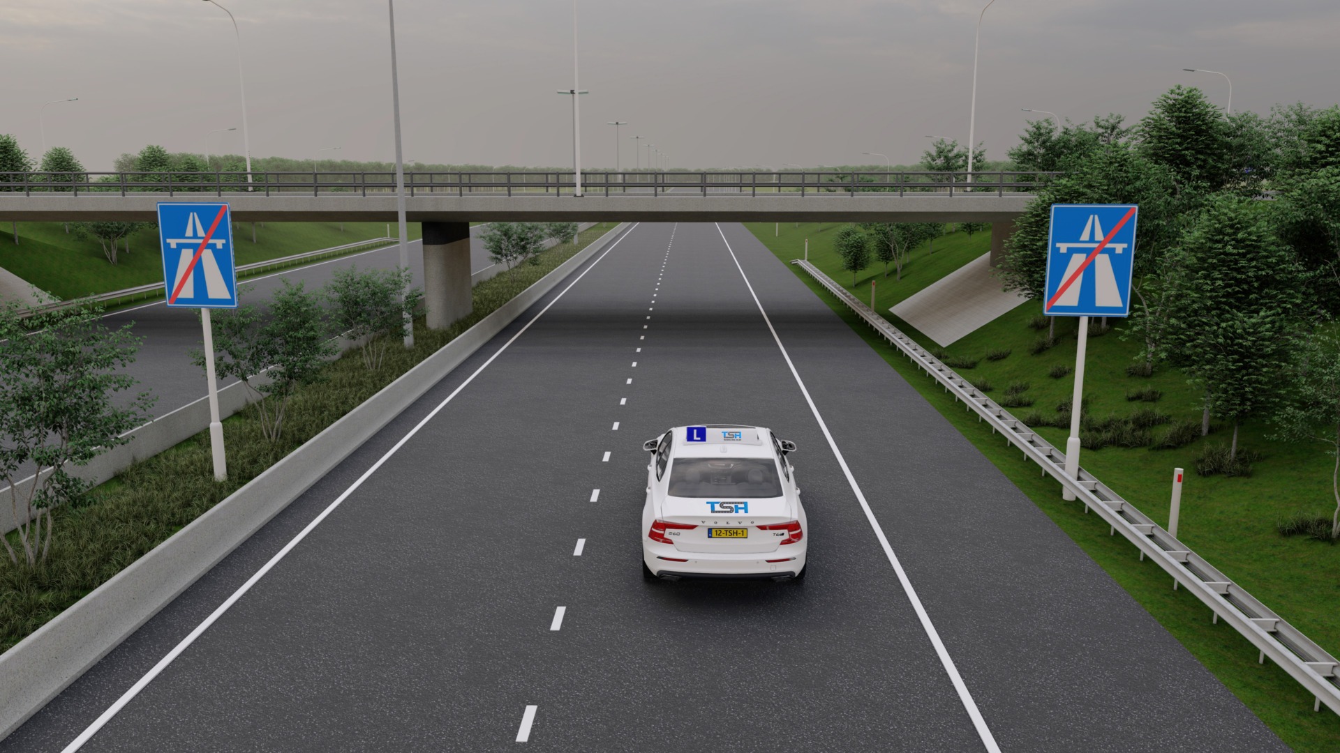 Verkeersbord einde autosnelweg of autoweg– snelheid verkeersborden
